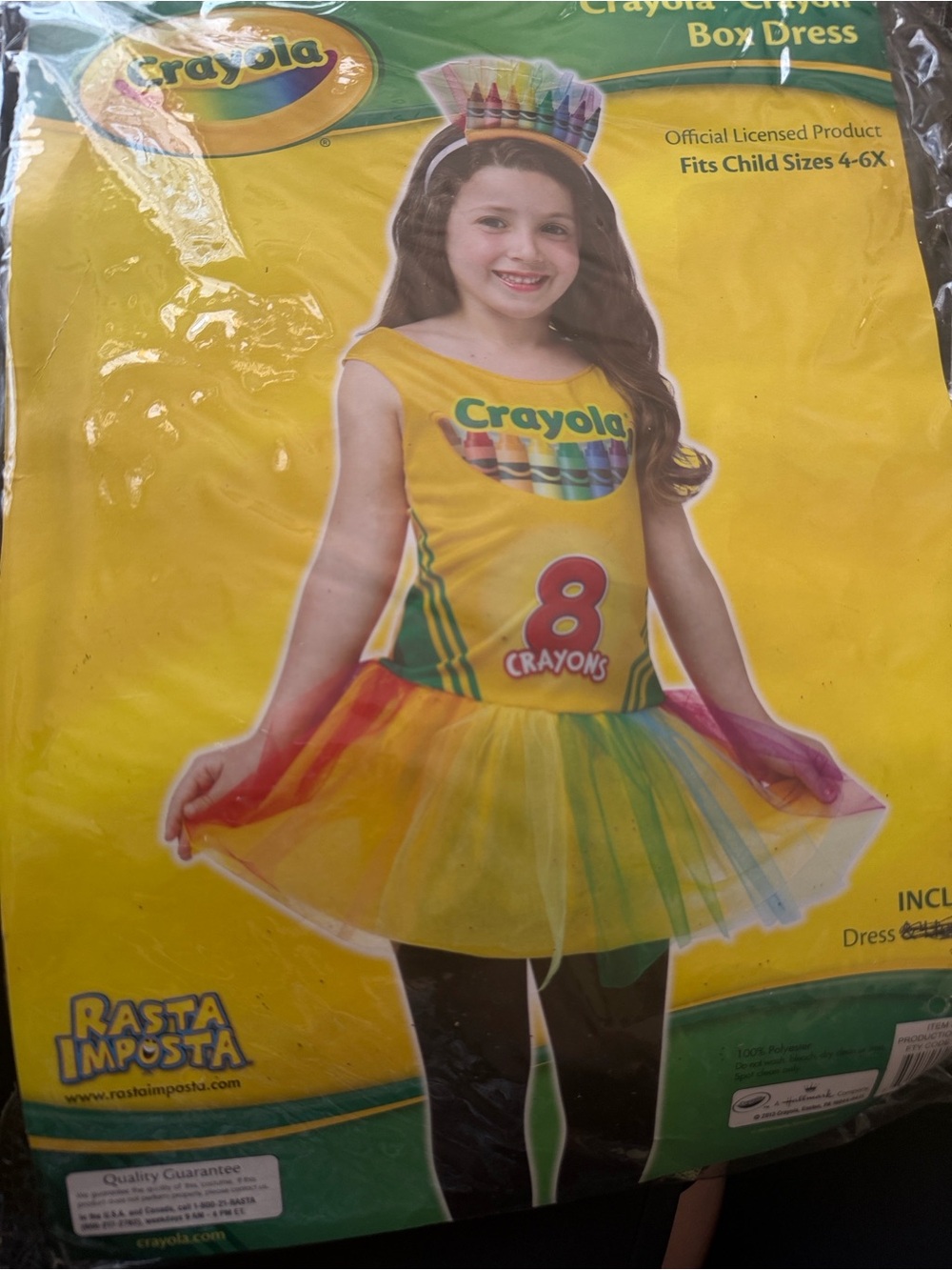 Crayola Yellow 8 Crayons Tutu Dress with Rainbow Crayon Accents
